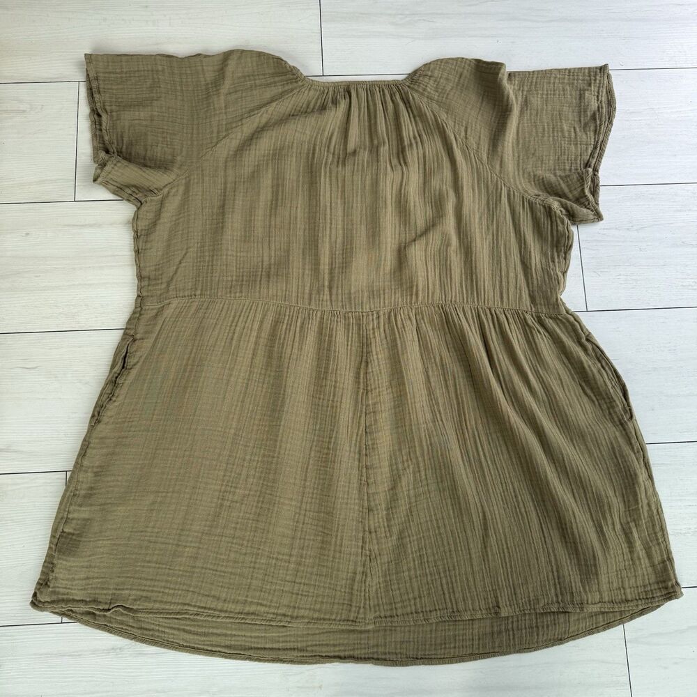 NWOTs Old Navy Crinkle Gauze Olive Green Swing Dress Women’s XXL Flutter Sleeve - Picture 11 of 13
